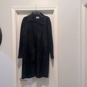 Medium black, plush long jacket made by Cyrus
